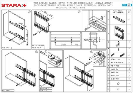 Starax 2441 Krom Tezgah Altı Deterjanlık Çift Açılım Sol