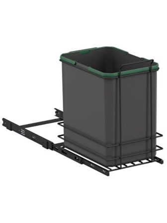 Starax S-2580-A Bağımsız Teleskopik Raylı Zemin Bağlantılı Plastik 35 Lt. Antrasit Çöp Kovası