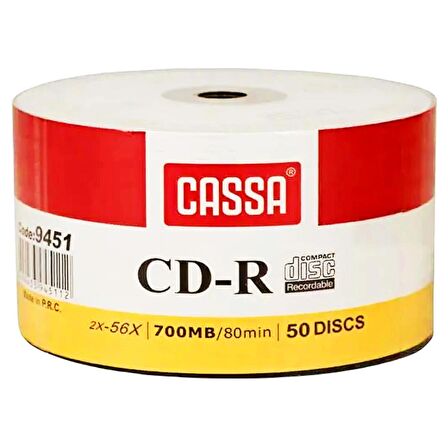 Cassa CD-R 56X700 MB 80 Min Boş CD 50'li Paket Kod:9451