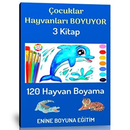 Çocuklar Hayvanları Boyuyor Boyama Kitap Seti (3 Kitap)