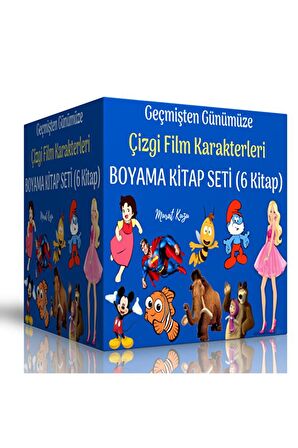 Geçmişten Günümüze Çizgi Film Karakterleri Boyama Kitap Seti (6 Kitap)