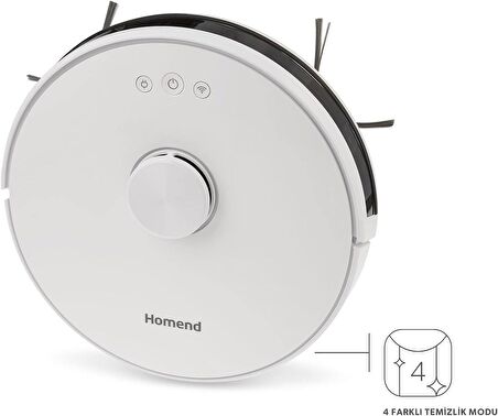 (TEŞHİR ÜRÜN) Homend Alex Laser 1281H Moplu ve Haritalamalı Akıllı Robot Süpürge, Beyaz