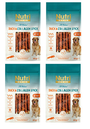 Nutri Canin Ördek Eti Sargılı Kolajen Çubuk Tahılsız Köpek Et Ödülü 80 Gr. X 4 Adet