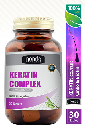 Keratın Complex 30 Tablet (HYDROLİZE KERATİN, BİOTİN, KOENZİM Q10, AT KUYRUĞU, ÇİNKO, İSIRGAN OTU)