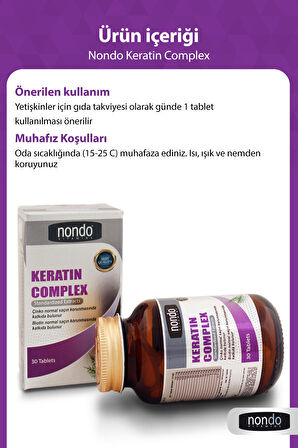 Keratın Complex 30 Tablet (HYDROLİZE KERATİN, BİOTİN, KOENZİM Q10, AT KUYRUĞU, ÇİNKO, İSIRGAN OTU)