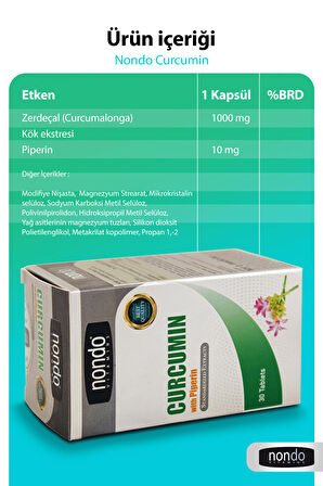 Curcumin Zerdaçal Ekstresi 30 Kapsül (KURKUMİN, PİPERİN)