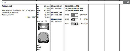 Opel Piston Segman 16sv C16nz Vectra A Astra F (80,00mm) 100 - Goetze 8771685100000g