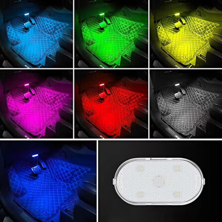 Araç ve Dolap İçi RGB Işık Şarjlı Dokunmatik LEDLamba Işık