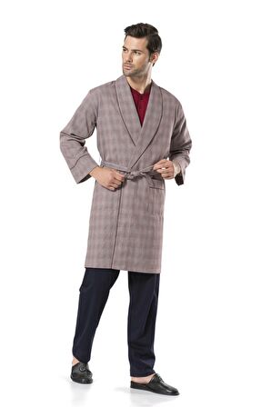 5540 Erkek Bordo Penye Uzunkol & Kısakol Pijama Ve Robdöşambr Çeyiz Seti