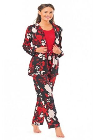 Pierre Cardin Çeyizlik Sabahlıklı Viskon Bayan Pijama Takım Siyah-S