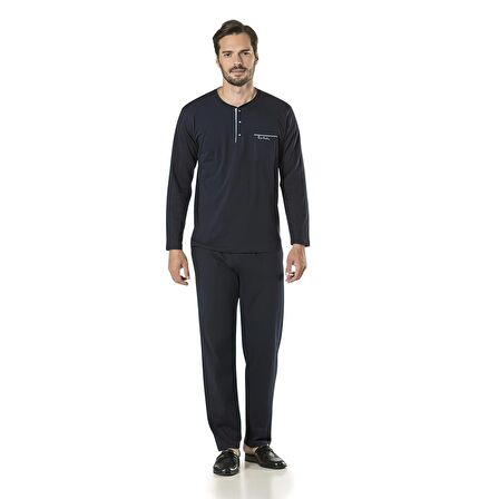 Pierre Cardin 5595 Çeyizlik Triko Ropdöşambır ve Pijamalı 5'li Set Takım Lacivert