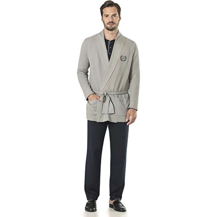 Pierre Cardin 5595 Çeyizlik Triko Ropdöşambır ve Pijamalı 5'li Set Takım Lacivert