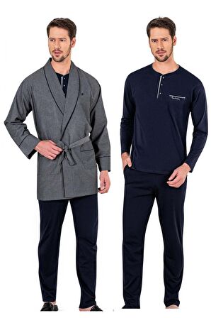 Robdöşambır Ve Penye Uzunkollu Pijama Damat Çeyiz Seti