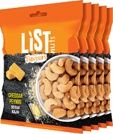 List Flavours Cheddar Soslu Kaju 5 x 100 g