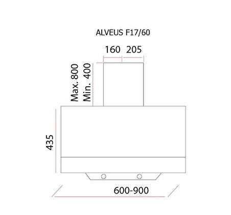 Alveus F17/60 Davlumbaz 60cm Siyah