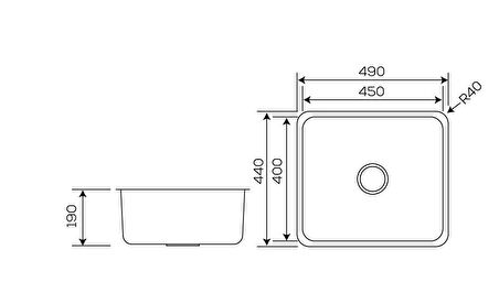 Crauf Lavello Eviye 490x440X190Mm Pvd Füme Siyah