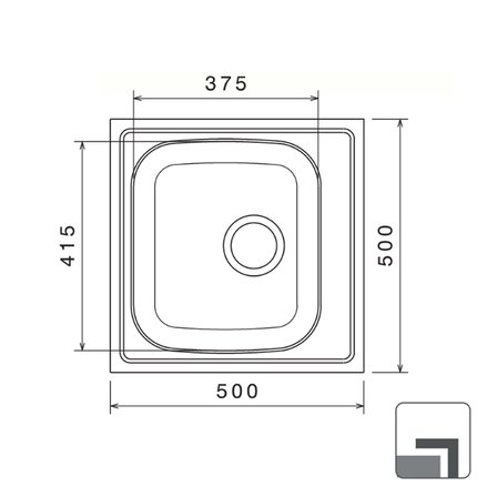 Renno DE-123 Paslanmaz Ankastre Evye 50x50 cm