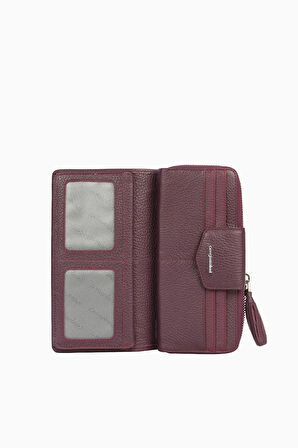 Cengiz Pakel Hakiki Deri Kadın Cüzdan-Portföy 65133-Mürdüm