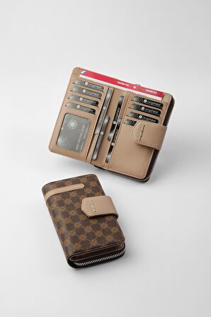 Cengiz Pakel Monogram Kadın Orta Boy Cüzdan 65256MP Kahve-Vizon