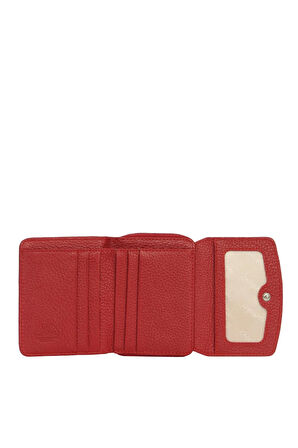 Cengiz Pakel Kadın Hakiki Deri Mini Yatay Çıtçıtlı Cüzdan/Portföy - 65288 - Kırmızı
