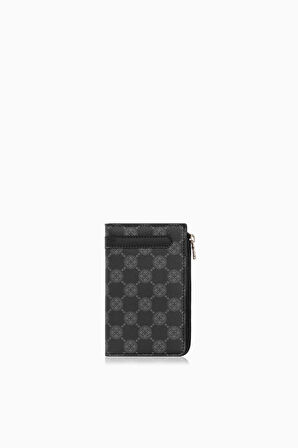 Cengiz Pakel Unisex Monogram Hakiki Deri  Fermuarlı Kartlık – 2512MS - Siyah