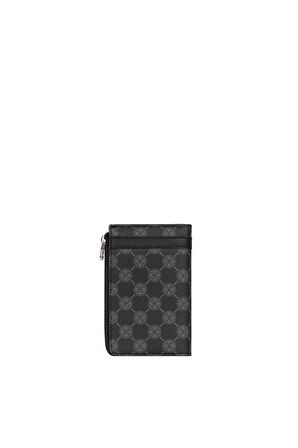 Cengiz Pakel Unisex Monogram Hakiki Deri  Fermuarlı Kartlık – 2512MS - Siyah