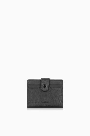 Cengiz Pakel Unisex Hakiki Deri Küçük Boy Kartlık - 2513 - Siyah/Parlement