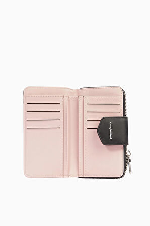 Cengiz Pakel Orta Boy Kadın Cüzdan - 65295 - Siyah/Pudra