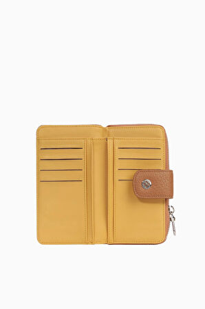 Cengiz Pakel Orta Boy Kadın Cüzdan/Portföy – 65298M - Taba/Hardal