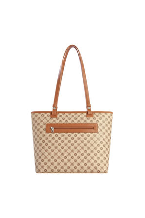 Cengiz Pakel Monogram Kadın El – Omuz Çantası - 7602 - Vizon/Taba