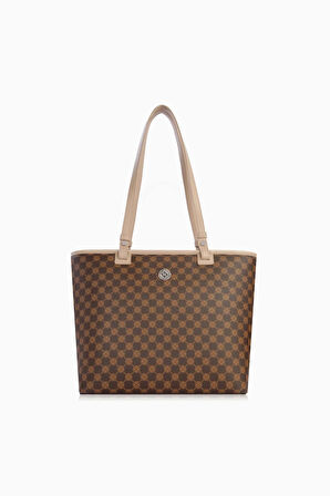 Cengiz Pakel Monogram Kadın El – Omuz Çantası - 7602 - Kahve/Vizon