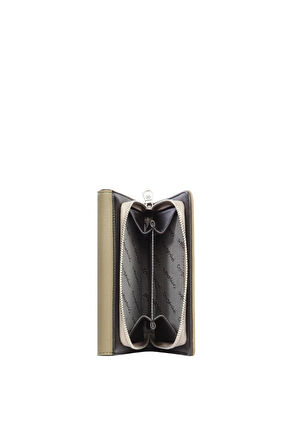 Cengiz Pakel Orta Boy Mıknatıslı Kadın Cüzdan/Portföy – 65296 - Haki/Siyah