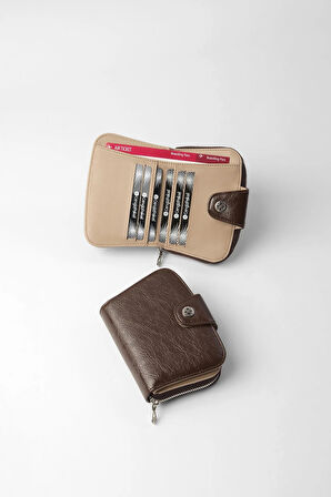 Cengiz Pakel Küçük Boy Desenli Kadın Cüzdan/Portföy - 65308 - Kahve/Toprak