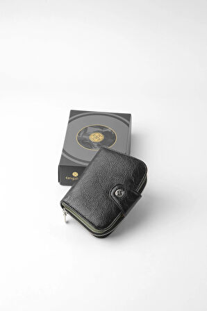 Cengiz Pakel Küçük Boy Desenli Kadın Cüzdan/Portföy - 65308 - Siyah/Yeşil