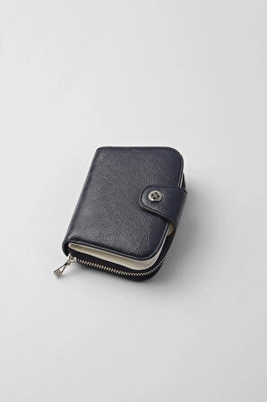 Cengiz Pakel Küçük Boy Desenli Kadın Cüzdan/Portföy - 65308 - Lacivert/Beyaz