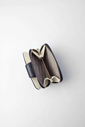 Cengiz Pakel Küçük Boy Desenli Kadın Cüzdan/Portföy - 65308 - Lacivert/Beyaz