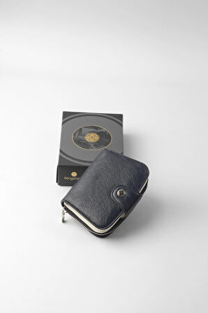 Cengiz Pakel Küçük Boy Desenli Kadın Cüzdan/Portföy - 65308 - Lacivert/Beyaz