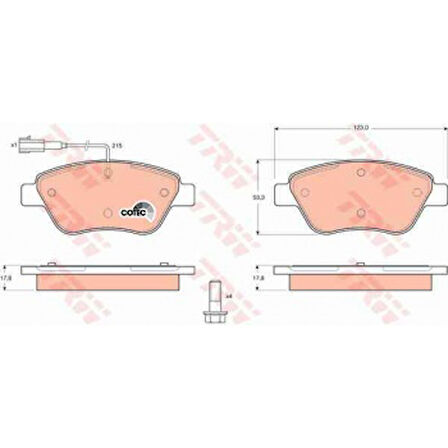 Fiat On Fren Balatası Fiat Bravo II Fiorıno Panda Stilo 05> Citroën Nemo 10> Peugeot Bipper 10> - Trw Gdb1482