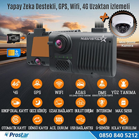Servis Mevzuatına Uygun 3 Kameralı Monitör Çıkışlı 4G GPS WIFI Acil Durum butonu dahil Pratik Montaj
