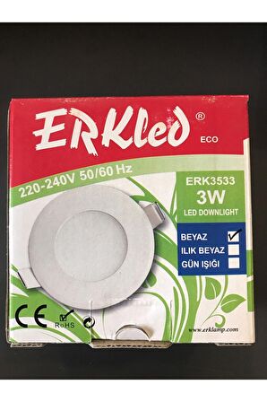 Erkled 3w Led Panel Spot Beyaz Işık Sıva Altı MTE0024