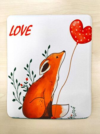 Love Tilki Desenli Bilek Destekli Dikdörtgen Mousepad