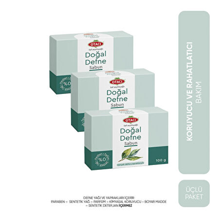 Otacı Doğal Defne Sabun Üçlü Paketi