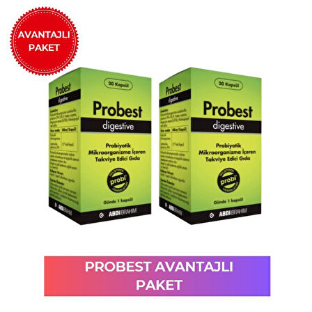 Probest Digestive Probiyotik 20 Kapsül 2 Adet - Avantajlı Paket