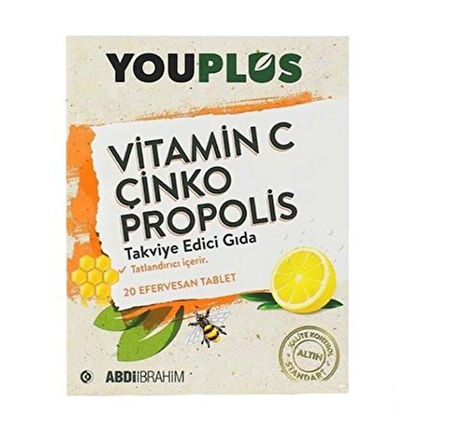 Youplus Vitamin C Çinko Propolis 20 Efervesan Tablet 10 adet