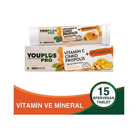 Youplus Pro Vitamin C & D & Çinko & Propolis 15 Efervesan Tablet