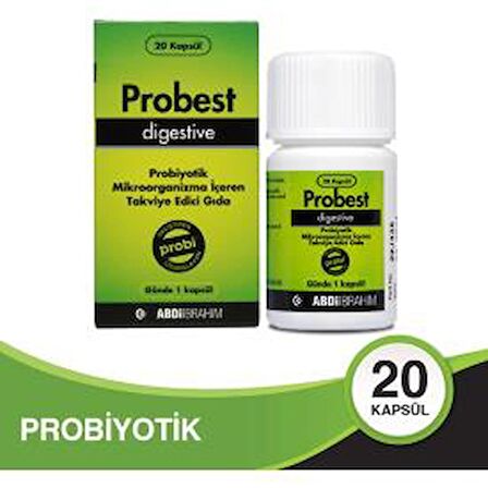 Abdi İbrahim Probest Probiyotik Digestive 20 Kapsül YEŞİL X 2 ADET