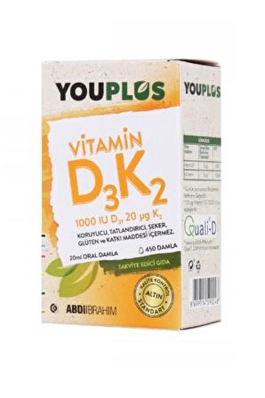 Youplus Vitamin D3 K2 Damla 20 ML