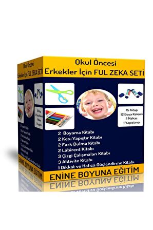 Okul Öncesi Erkekler Çocukları Için Ful Zeka Seti 15 Kitap
