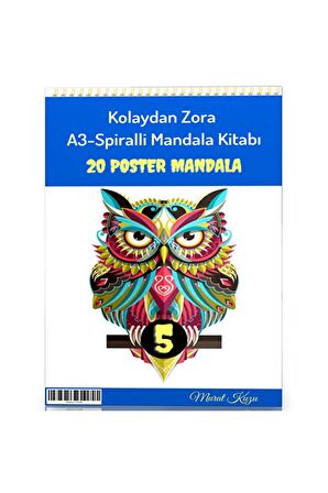 A-3 Spiralli Kolaydan Zora Mandala Kitabı-5 (20 Poster Mandala)