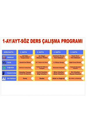 Ayt Planlı Ders Çalışma Defteri (200 Sayfa)